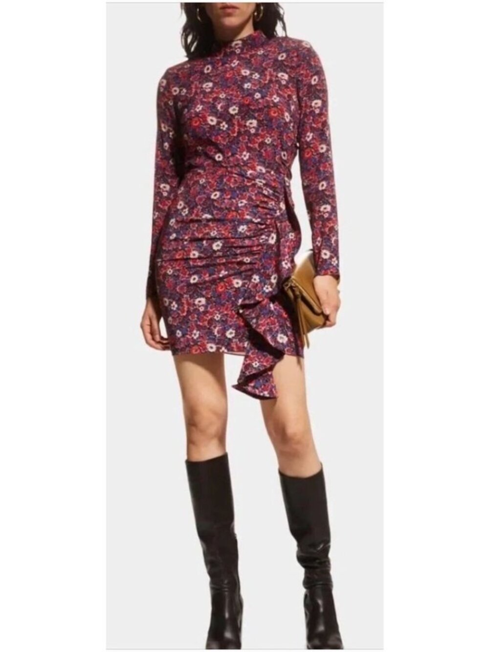NWT Veronica Beard Louella Mini Mock Neck Dress Floral Purple Size 6 $648 [jb]